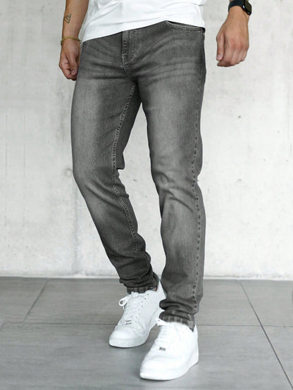 Men Slant Pocket Jeans Grey