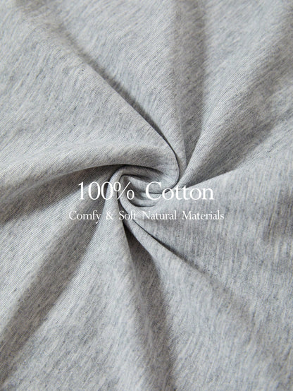 SHEIN Leisure Natural Comfy & Breathable Cotton Pleated Back Solid Brief-Melange Gray Light Grey