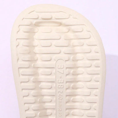 New Summer Style Simple Outdoor Women Comfortable Thick-Soled Slippers With Anti-Slip Design For Indoor Use Beige