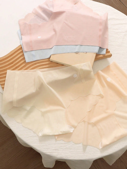 5pcs/Pack Ultra-Thin Ice Silk Seamless Women Panties, Mid-Rise Triangle Underwear For Girls And Women Multicolor