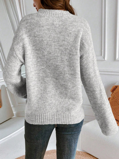 SHEIN LUNE Newly Upgraded Premium Thick Warm Women Grey Crew Neck Sweater Grey