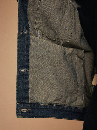 Forever 21 Dark Blue Washed Denim Jacket Blue