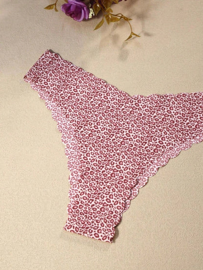 10pcs Women Seamless Wavy Edge Breathable Comfortable Soft Fabric Sexy Triangle Panties Multicolor