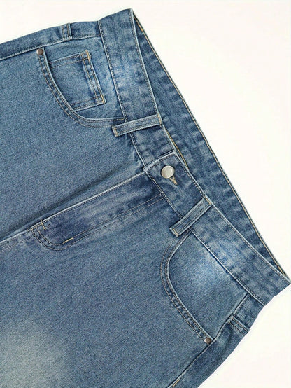 Men's Retro Loose Fit Jeans, Versatile Casual, Suitable For All Seasons Blue